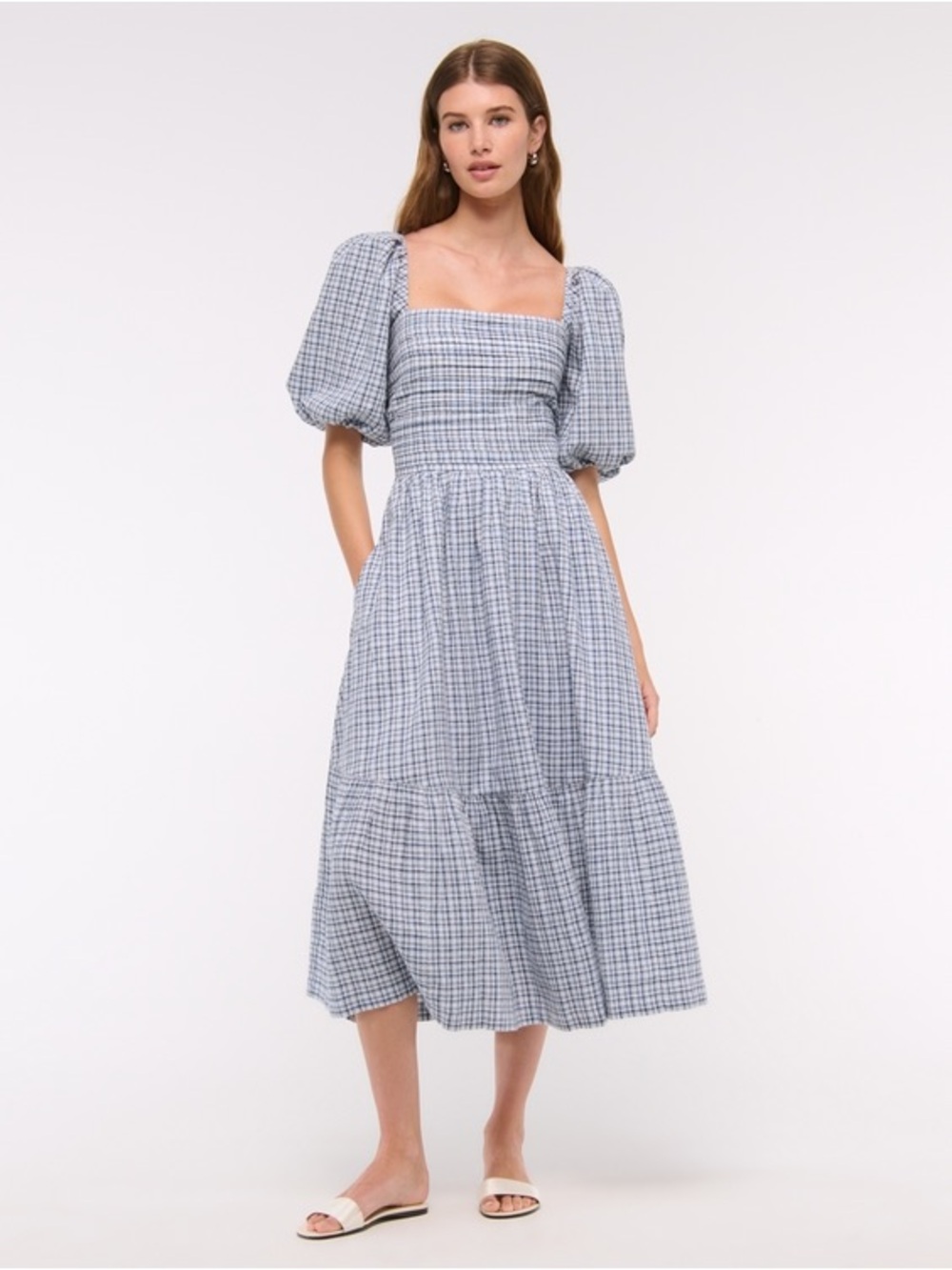 The A&F Emerson Linen-Blend Puff Sleeve Midi Dress